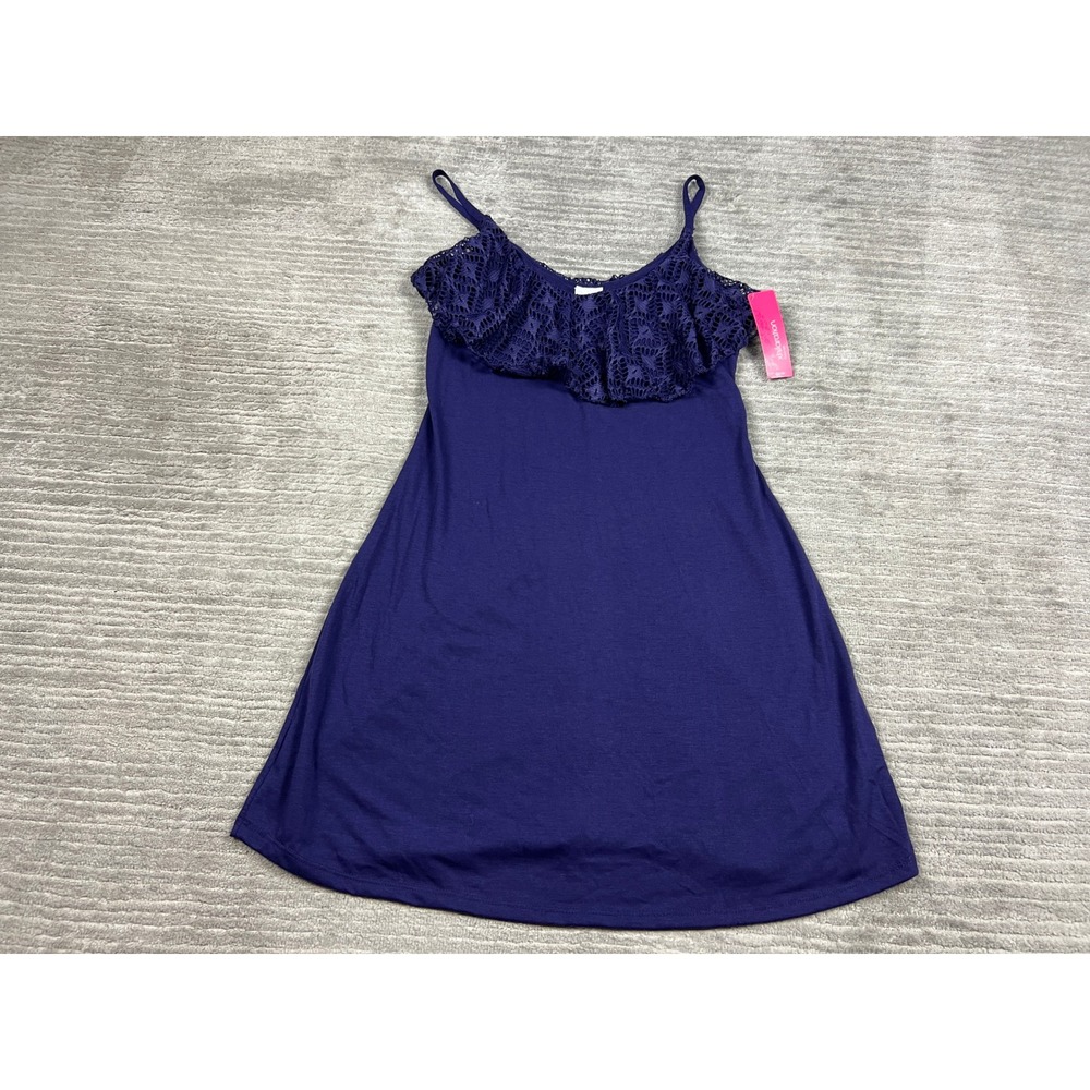 Xhilaration Swim Cover Up Womens Small Purple Crochet Lace Ruffle Dress Mini New
